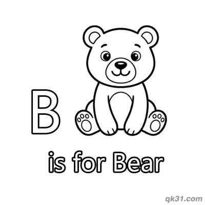 Free printable Letter B is for Bear Coloring Page Cute Sitting Animal Activity Sheet coloring page
