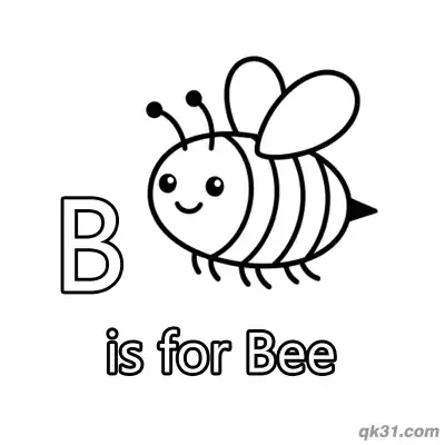 Free printable Letter B is for Bee Coloring Page Happy Insect Bug Worksheet for Kindergarten coloring page