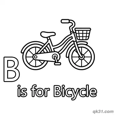 Free printable Letter B is for Bicycle Coloring Page Childs Bike Drawing Activity for Toddlers coloring page