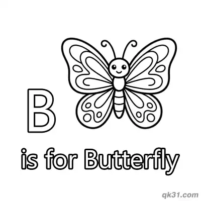 Free printable Letter B is for Butterfly Coloring Page Beautiful Insect Activity for Kindergarten coloring page