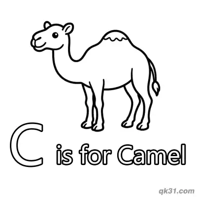 Free printable Letter C is for Camel Coloring Page Desert Animal Worksheet for Kids coloring page