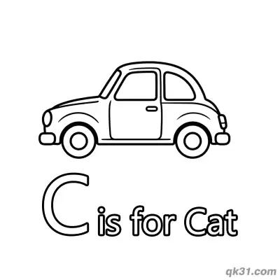 Free printable Letter C is for Car Coloring Page Cute Vehicle Transportation Sheet coloring page