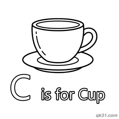 Free printable Letter C is for Cup Coloring Page Tea Time Kitchen Printable Worksheet coloring page