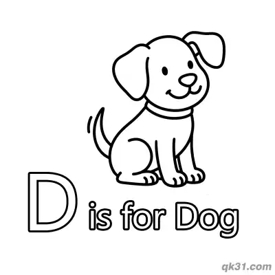 Letter D is for Dog Coloring Page Cute Puppy Activity for Toddlers