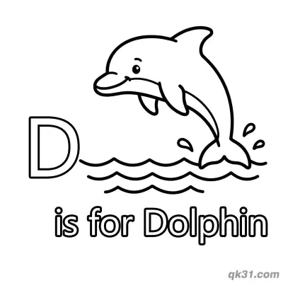 Letter D is for Dolphin Coloring Page Ocean Animal Printable Pdf
