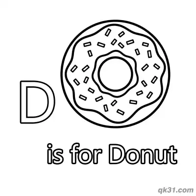 Letter D is for Donut Coloring Page Sweet Dessert Activity Sheet