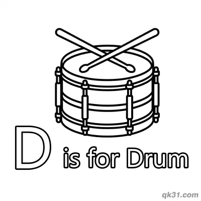 Letter D is for Drum Coloring Page Musical Instrument Worksheet for Kids
