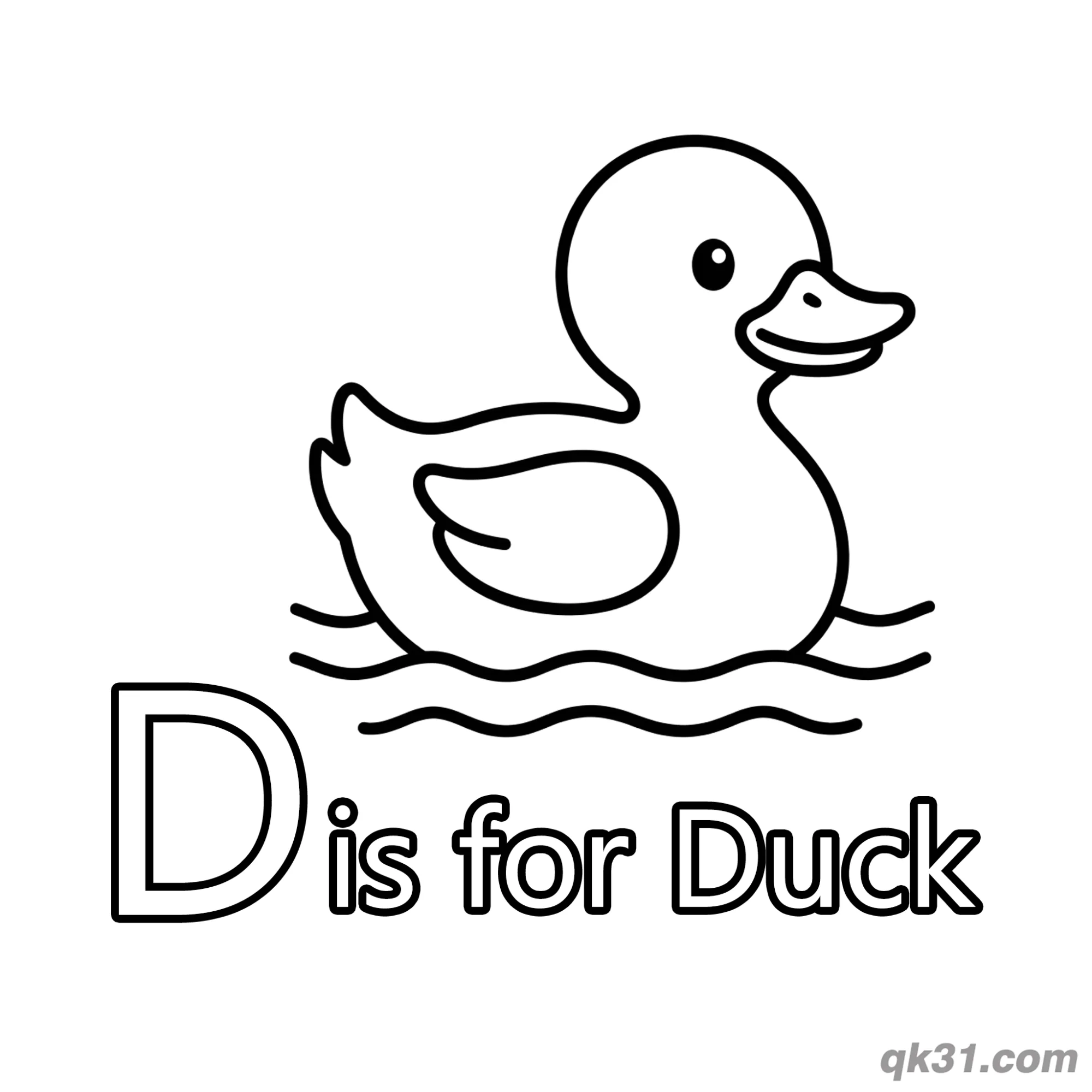 Letter D is for Duck Coloring Page Farm Animal Printable for Preschool – Free Printable Coloring Page for Kids and Adults