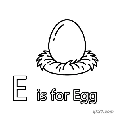 Letter E is for Egg Coloring Page Farm Animal Baby Printable Pdf