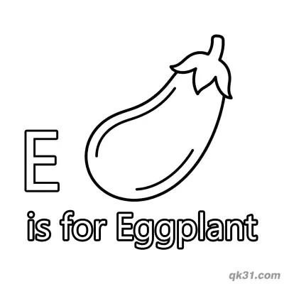 Letter E is for Eggplant Coloring Page Purple Vegetable Learning Worksheet