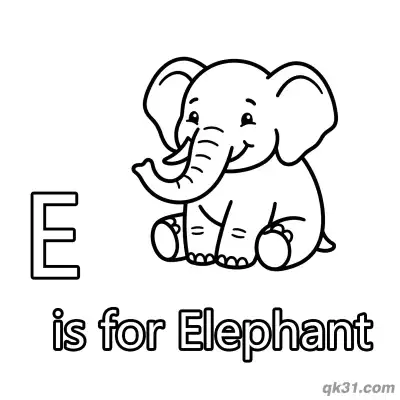 Letter E is for Elephant Coloring Page Cute Animal Printable for Preschool