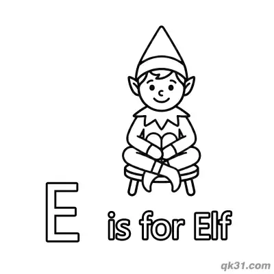 Letter E is for Elf Coloring Page Magical Christmas Activity Sheet
