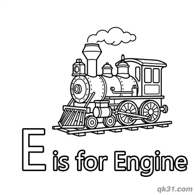 Free printable Letter E is for Engine Coloring Page Steam Train Transportation Printable coloring page