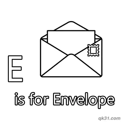 Free printable Letter E is for Envelope Coloring Page Mail and Letter Writing Activity coloring page