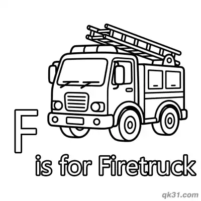 Free printable Letter F is for Firetruck Coloring Page Emergency Vehicle Worksheet for Kids coloring page