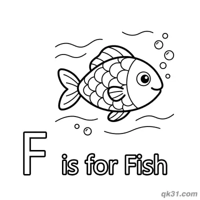 Free printable Letter F is for Fish Coloring Page Underwater Animal Activity Sheet coloring page