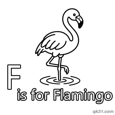 Free printable Letter F is for Flamingo Coloring Page Pink Bird Printable Pdf coloring page
