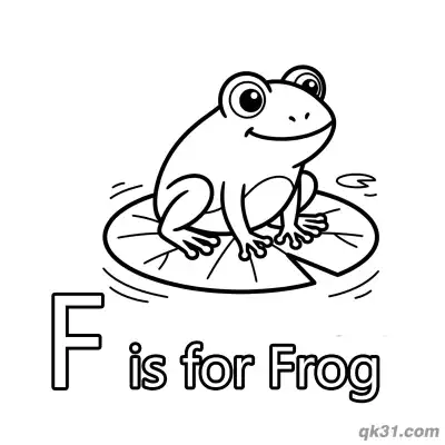 Free printable Letter F is for Frog Coloring Page Pond Animal Worksheet for Preschool coloring page