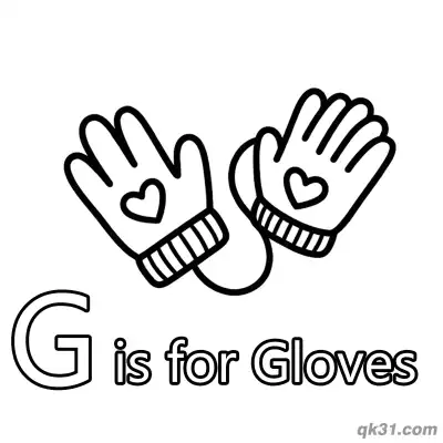 Letter G is for Gloves Coloring Page Winter Clothing Printable Pdf for Kids