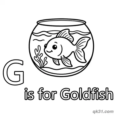 Letter G is for Goldfish Coloring Page Pet Fish Bowl Printable Worksheet for Preschool