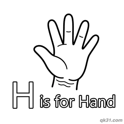 Free printable Letter H Is For Hand Coloring Page Human Body Parts Worksheet For Kids coloring page