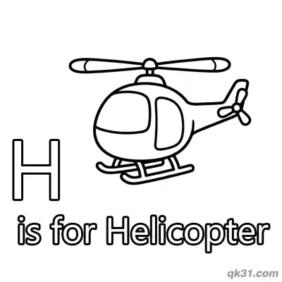 Free printable Letter H Is For Helicopter Coloring Page Flying Vehicle Worksheet For Toddlers coloring page