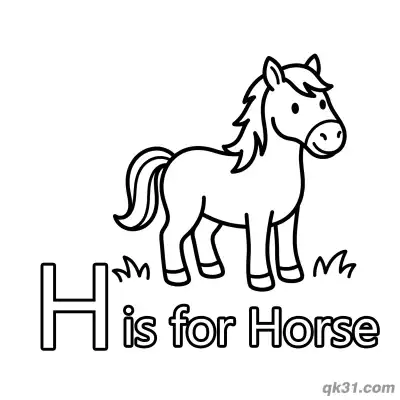 Free printable Letter H Is For Horse Coloring Page Farm Animal Worksheet For Preschool coloring page