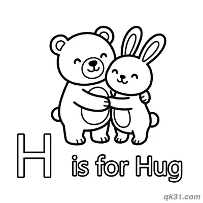 Free printable Letter H Is For Hug Coloring Page Friendship And Love Activity Sheet coloring page