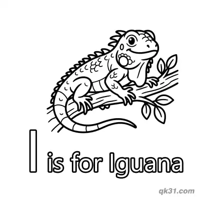 Letter I is for Iguana Coloring Page Reptile Animal Worksheet for Preschool