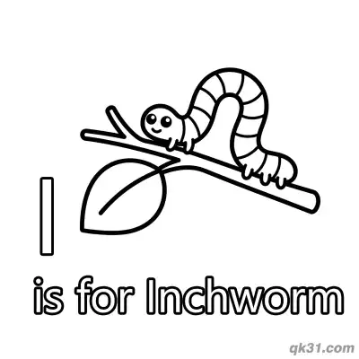 Letter I is for Inchworm Coloring Page Cute Bug Insect Activity for Toddlers