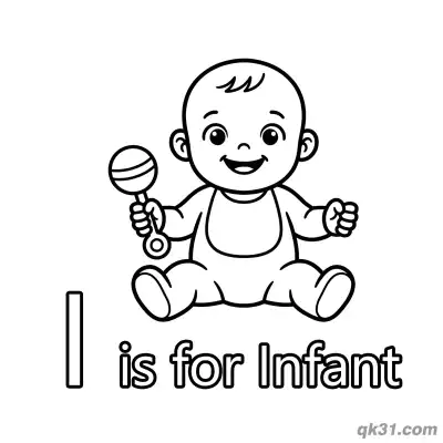 Letter I is for Infant Coloring Page Baby Shower Printable Pdf for Kids
