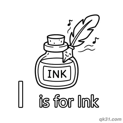 Letter I is for Ink Coloring Page Art Supply Worksheet for Kindergarten