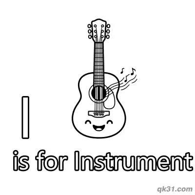 Letter I is for Instrument Coloring Page Musical Guitar Activity Sheet