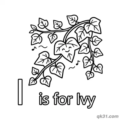 Free printable Letter I is for Ivy Coloring Page Climbing Vine Plant Printable for Preschool coloring page