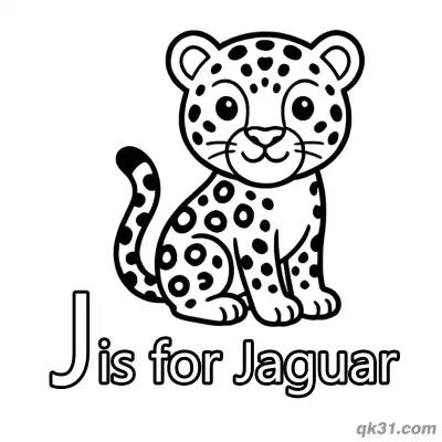 Free printable Letter J is for Jaguar Coloring Page Big Cat Animal Worksheet for Preschool coloring page
