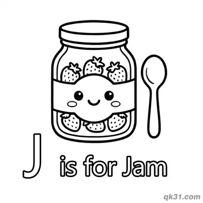 Free printable Letter J is for Jam Coloring Page Sweet Food Activity Sheet for Toddlers coloring page
