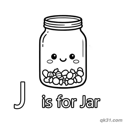 Free printable Letter J is for Jar Coloring Page Cute Storage Container Printable Pdf coloring page