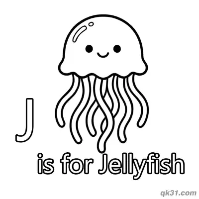 Free printable Letter J is for Jellyfish Coloring Page Ocean Animal Activity Sheet for Kids coloring page