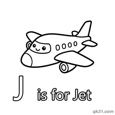Free printable Letter J is for Jet Coloring Page Fast Airplane Printable for Preschool coloring page