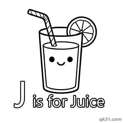 Free printable Letter J is for Juice Coloring Page Healthy Drink Printable for Toddlers coloring page