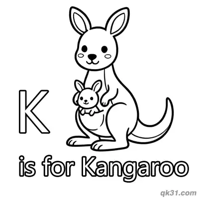 Letter K is for Kangaroo Coloring Page Joey in Pouch Animal Worksheet