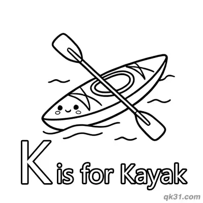 Letter K is for Kayak Coloring Page Summer Water Sport Printable for Kids