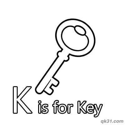 Letter K is for Key Coloring Page Household Object Printable for Toddlers