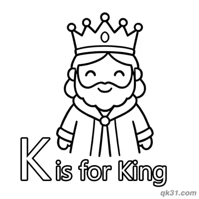 Letter K is for King Coloring Page Royal Crown Activity Sheet for Kindergarten