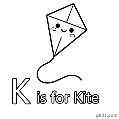 Letter K is for Kite Coloring Page Flying Toy Activity Sheet for Toddlers