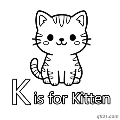Letter K is for Kitten Coloring Page Adorable Baby Cat Worksheet for Preschool