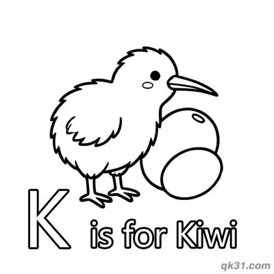 Free printable Letter K is for Kiwi Bird Coloring Page Flightless Animal Printable for Kids coloring page