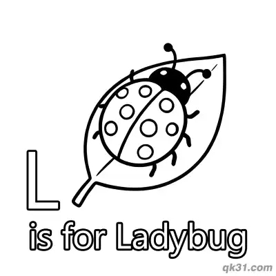 Free printable Letter L is for Ladybug Coloring Page Cute Insect on Leaf Printable for Kids coloring page