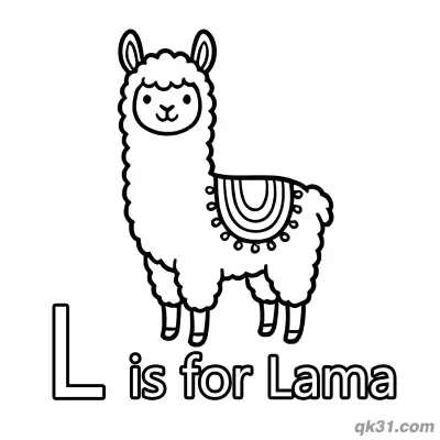 Free printable Letter L is for Llama Coloring Page Fluffy Animal with Blanket Activity Sheet coloring page