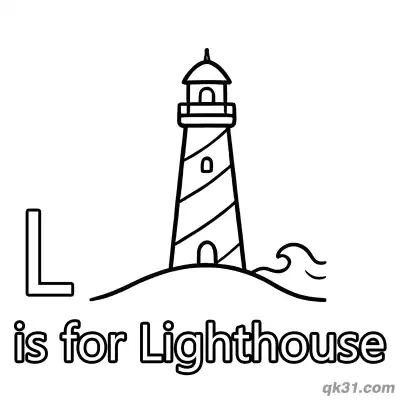 Free printable Letter L is for Lighthouse Coloring Page Coastal Building Worksheet for Kindergarten coloring page